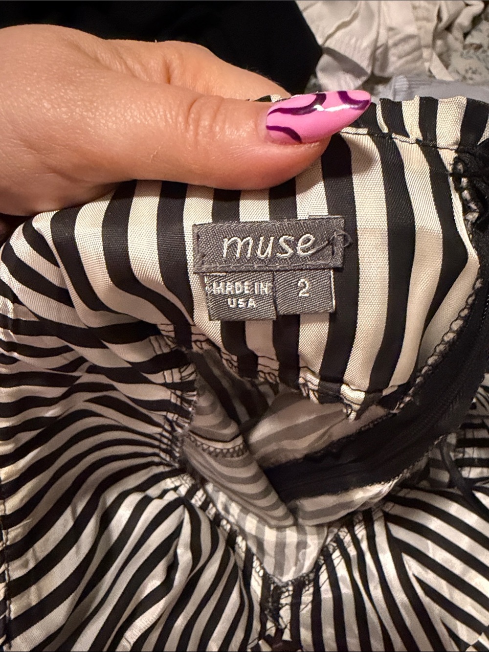 Black & White Striped Lace-Overlay Slip Dress - 2 - Picture 4 of 5